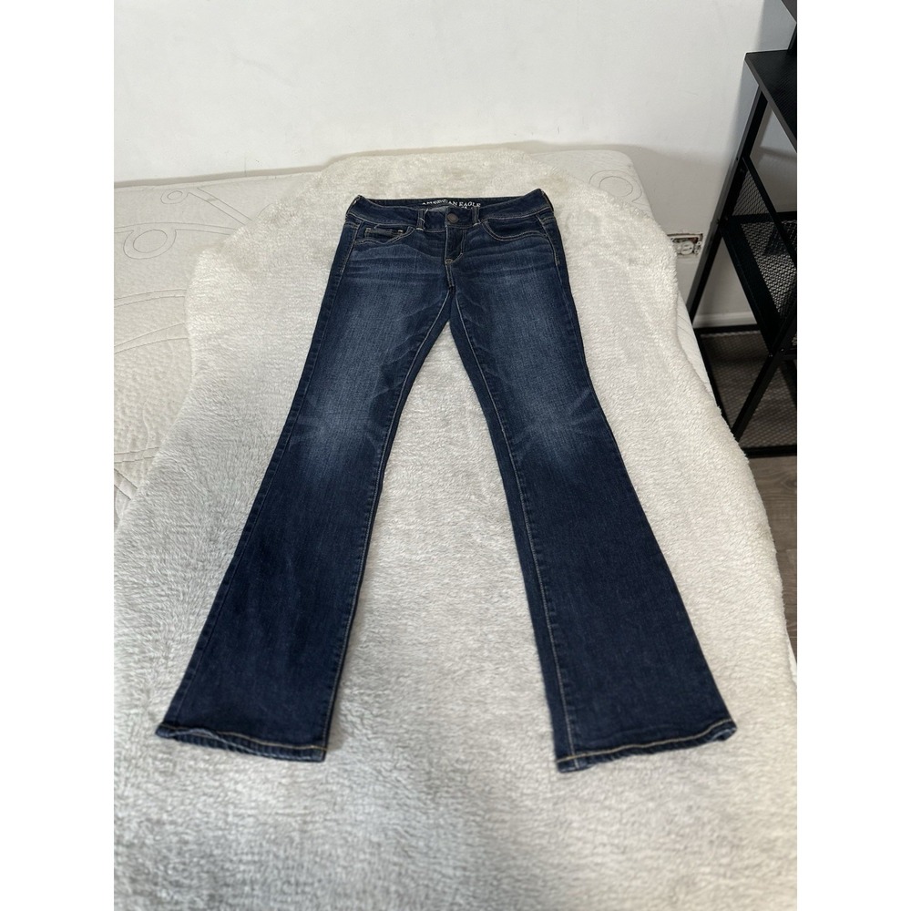 American Eagle Jeans Womens 4 Regular Dark Wash Blue Low Rise Kick Bootcut